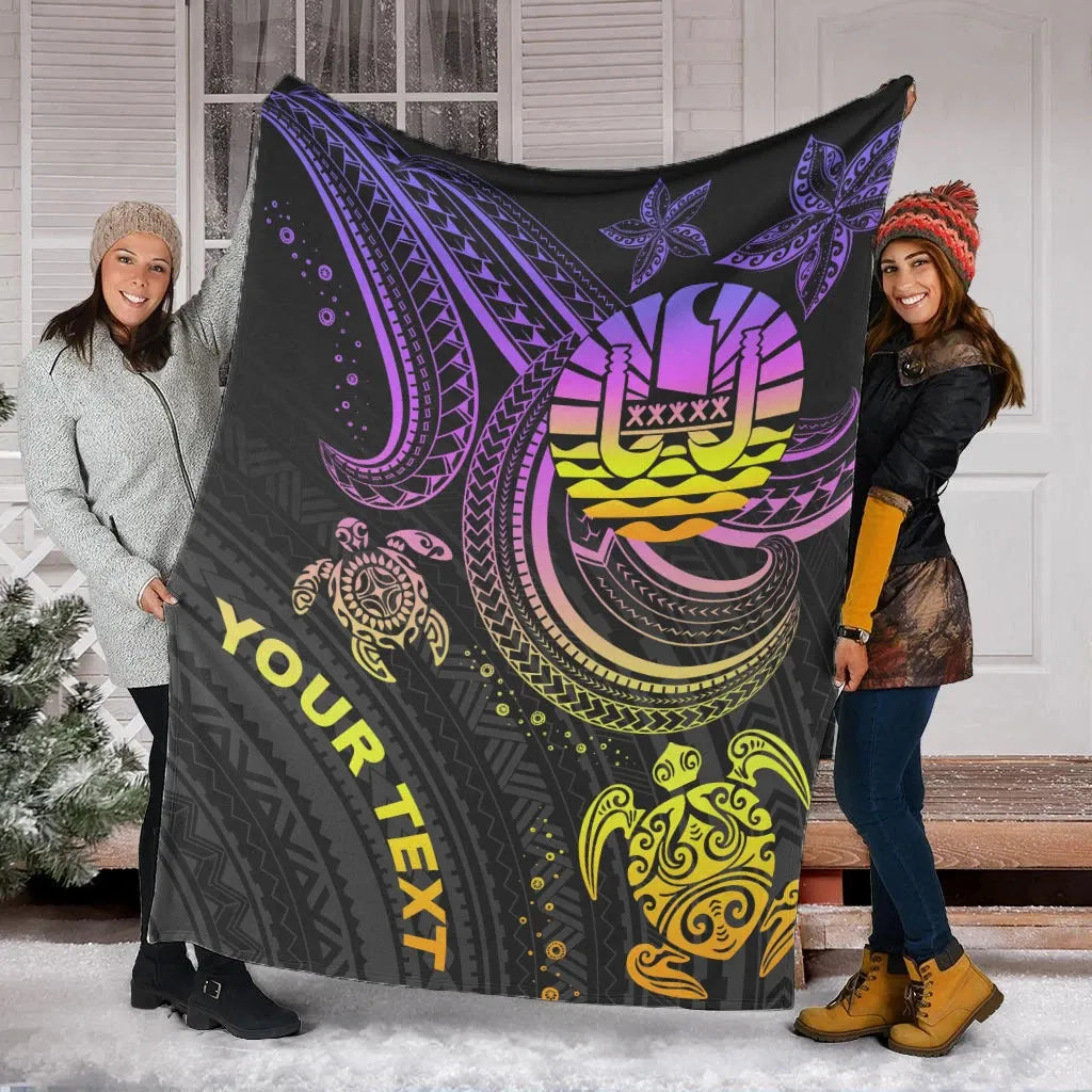Tahiti Custom Personalised Premium Blanket- Pink Turtle