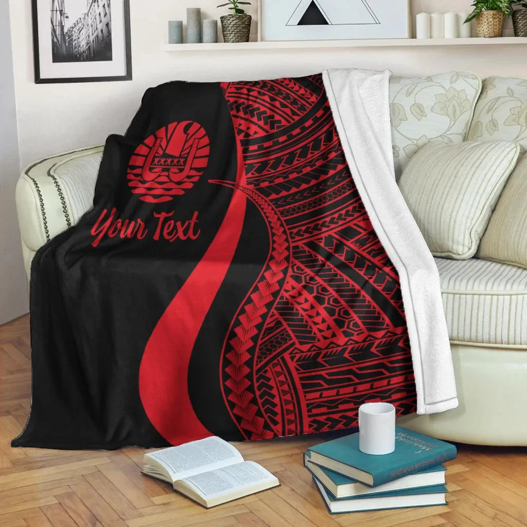Tahiti Custom Personalised Premium Blanket - Red Polynesian Tentacle Tribal Pattern