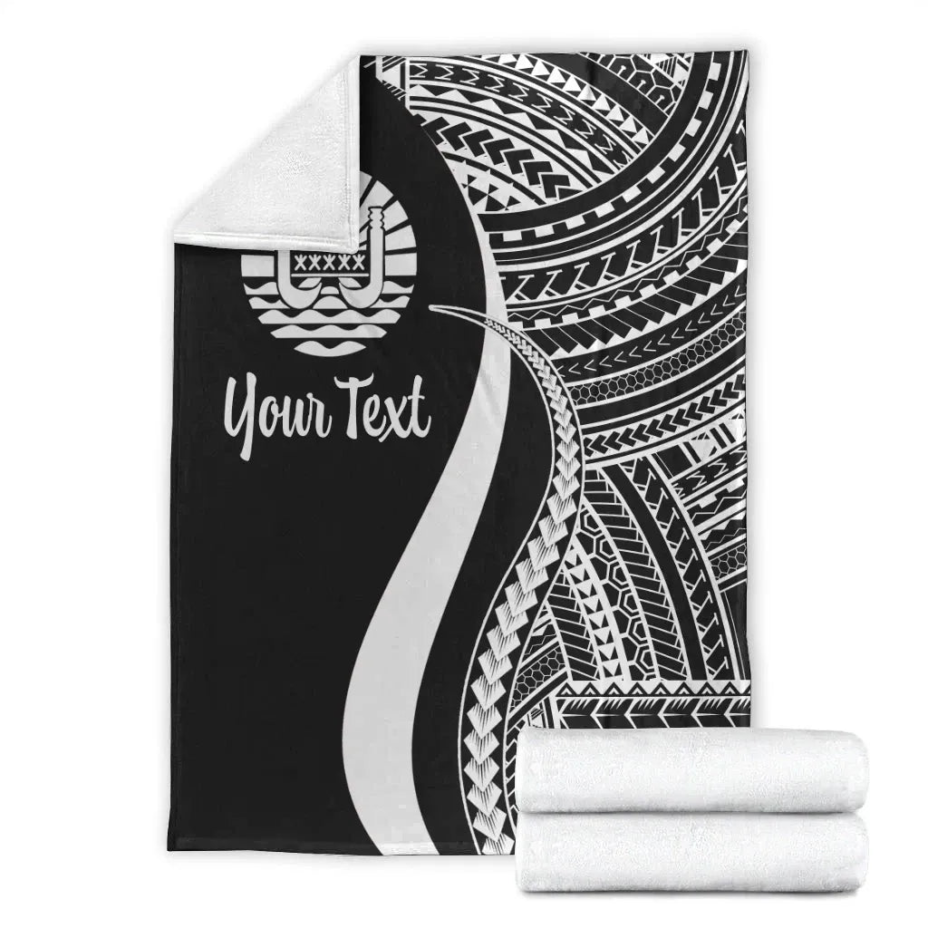 Tahiti Custom Personalised Premium Blanket - White Polynesian Tentacle Tribal Pattern