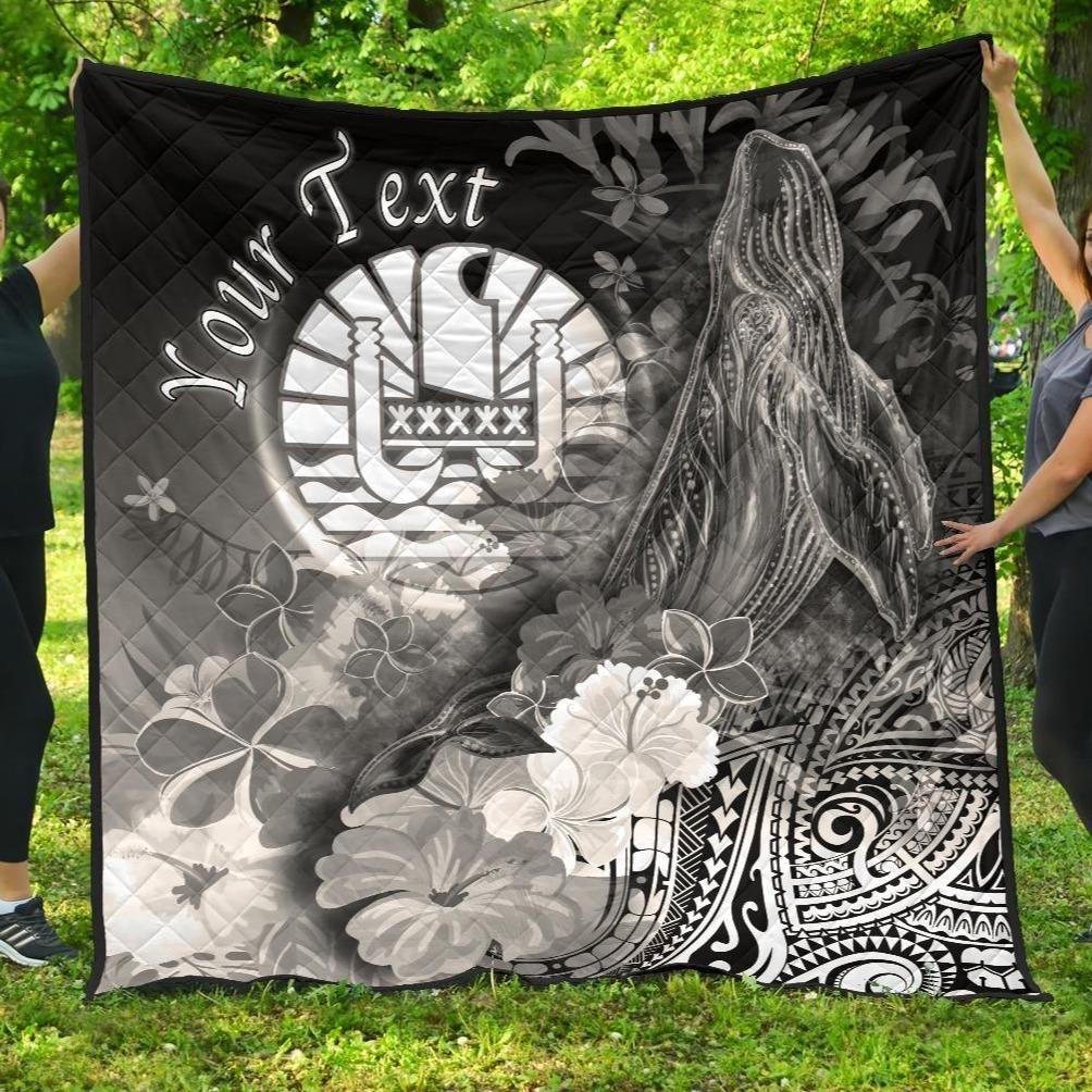 Tahiti Custom Personalised Premium Quilt - Humpback Whale with Tropical Flowers (White)