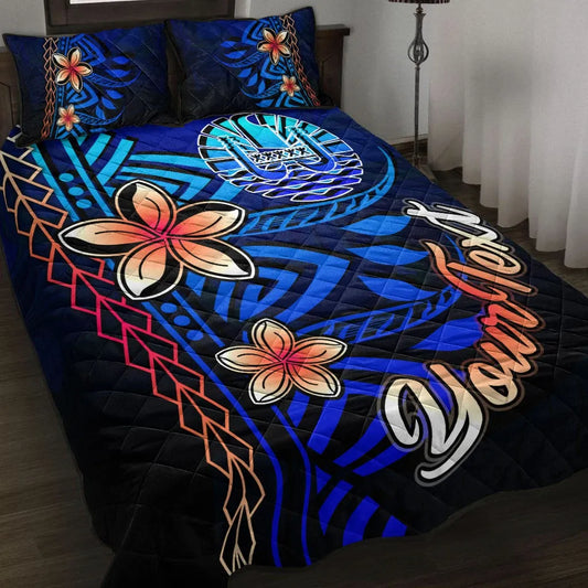 Tahiti Custom Personalised Quilt Bed Set - Vintage Tribal Mountain