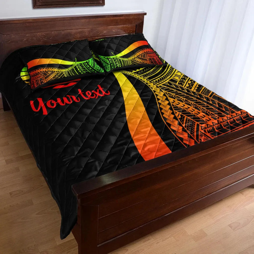 Tahiti Custom Personalised Quilt Bed Set - Reggae Polynesian Tentacle Tribal Pattern