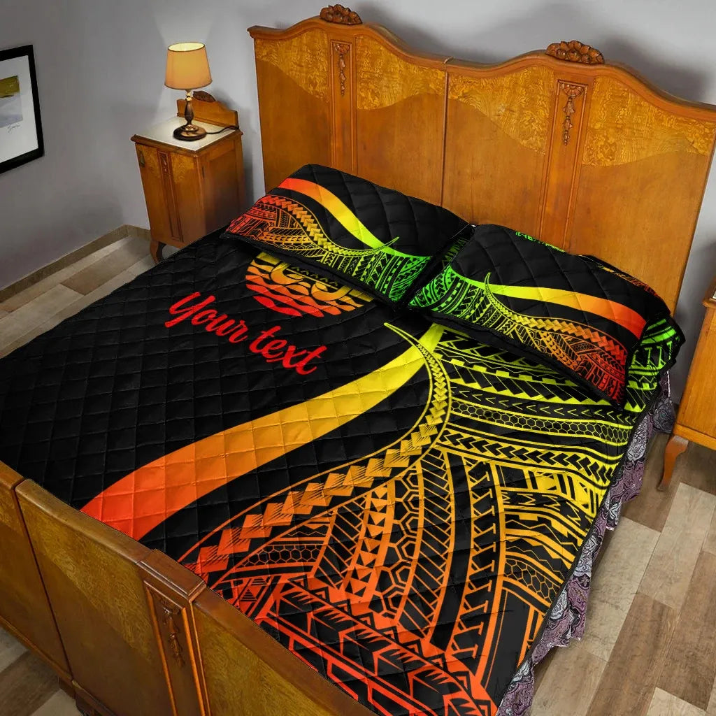 Tahiti Custom Personalised Quilt Bed Set - Reggae Polynesian Tentacle Tribal Pattern