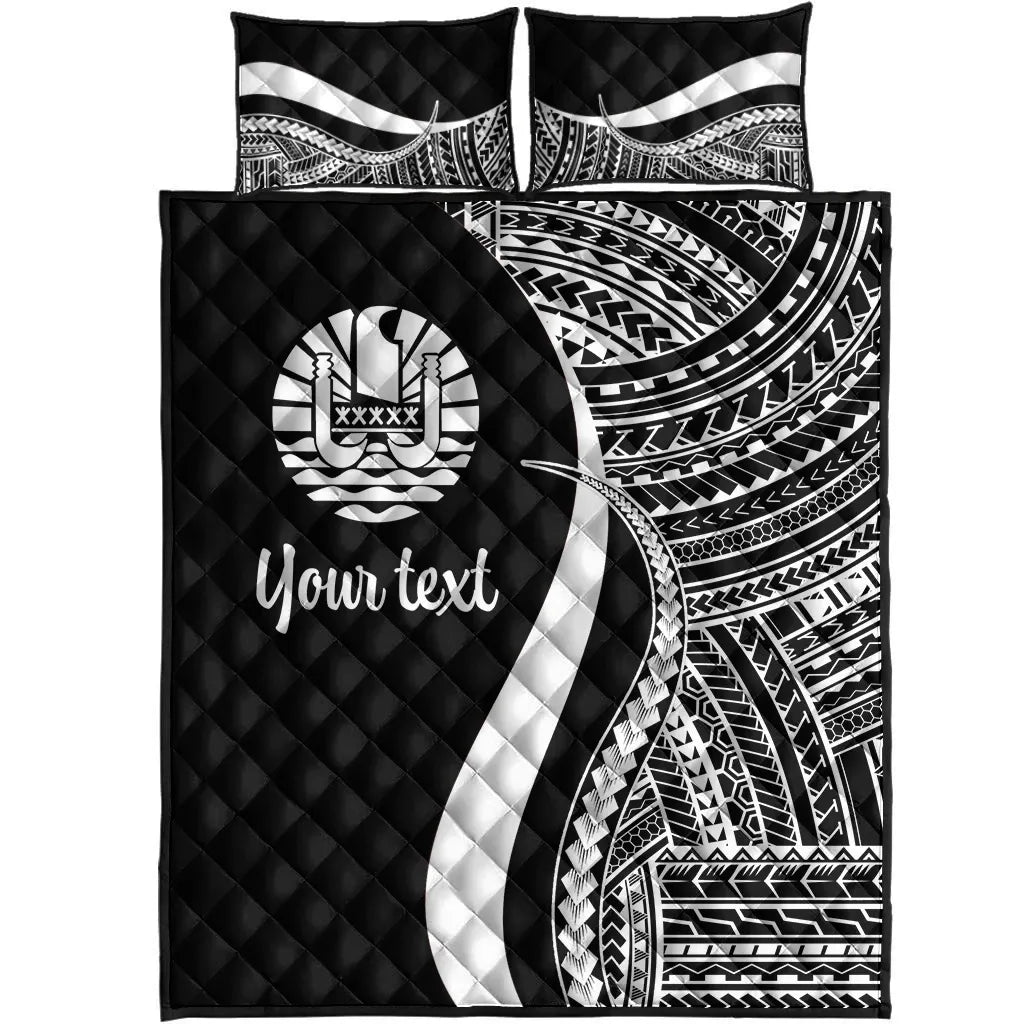 Tahiti Custom Personalised Quilt Bed Set - Turquoise Polynesian Tentacle Tribal Pattern