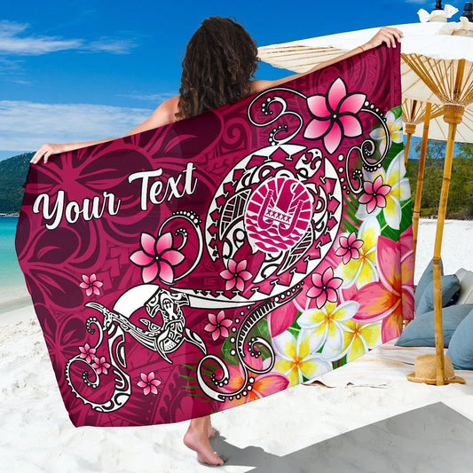 Tahiti Custom Personalised Sarong - Turtle Plumeria (Pink)