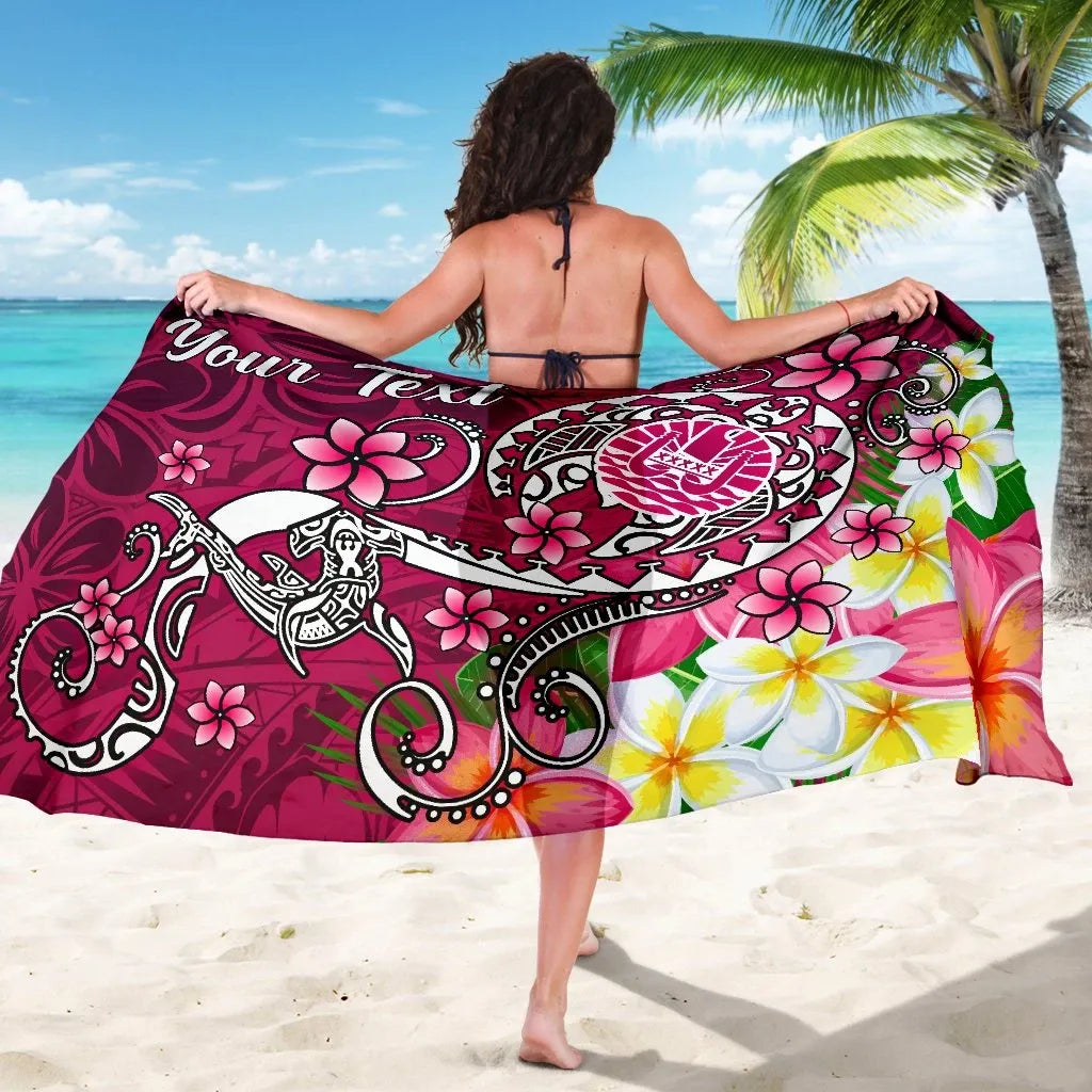 Tahiti Custom Personalised Sarong - Turtle Plumeria (Pink)