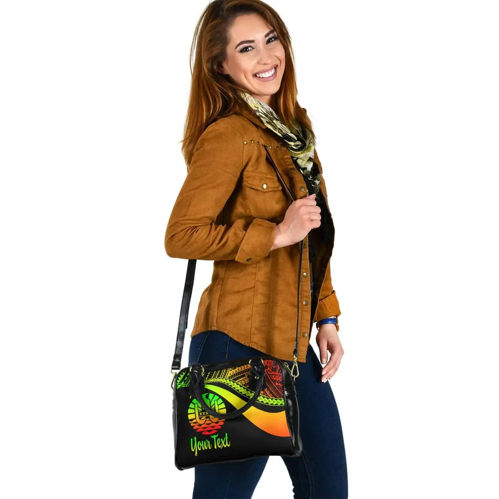 Tahiti Custom Personalised Shoulder Handbag - Reggae Polynesian Tentacle Tribal Pattern
