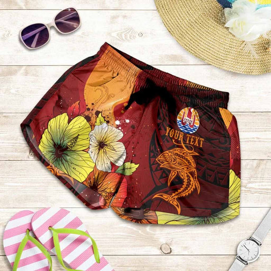 Tahiti Custom Personalised Women Shorts - Tribal Tuna Fish