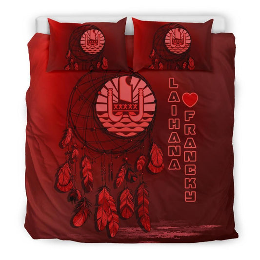 Tahiti Duvet Cover Set - Tahiti Coat Of Arms Dreamcatcher Custom Personalised Red