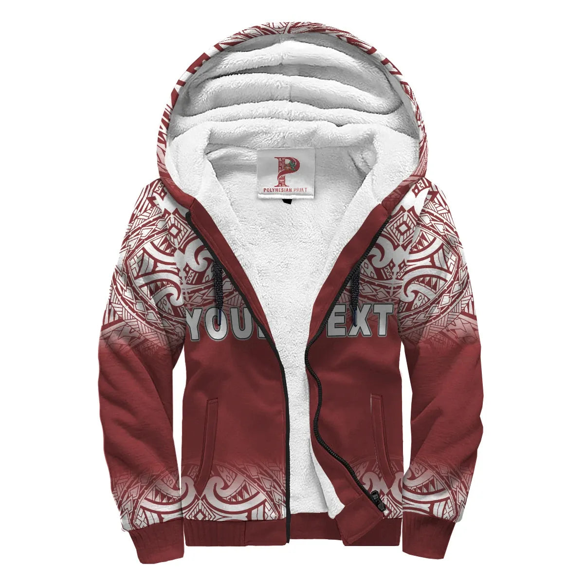 Tahiti (French Polynesia) Polynesian Personalised Custom Sherpa Hoodie - Red Fog