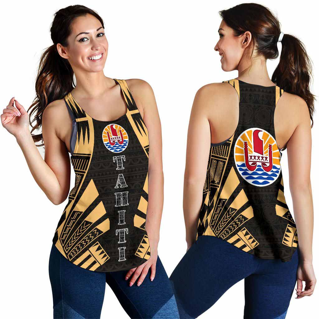 Tahiti Women Racerback Tank - Polynesian Tattoo Gold
