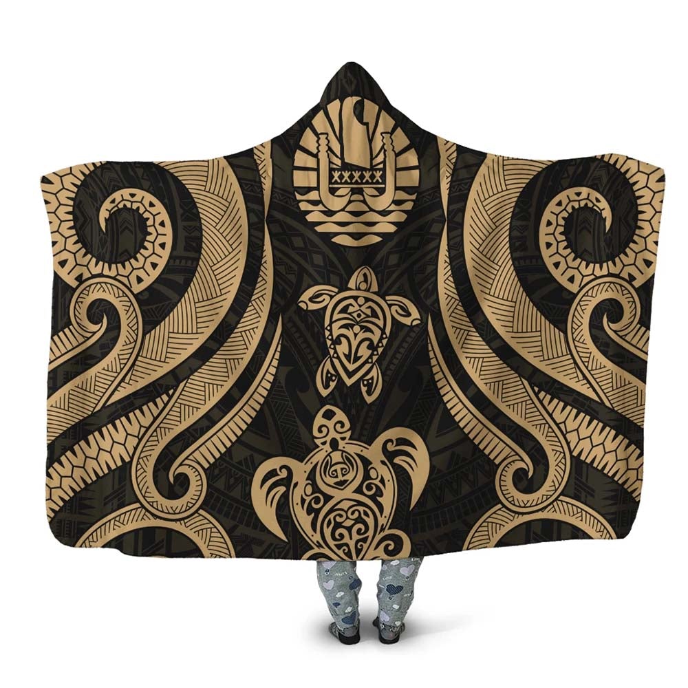 Tahiti Hooded Blanket - Gold Tentacle Turtle