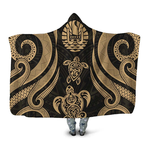 Tahiti Hooded Blanket - Gold Tentacle Turtle