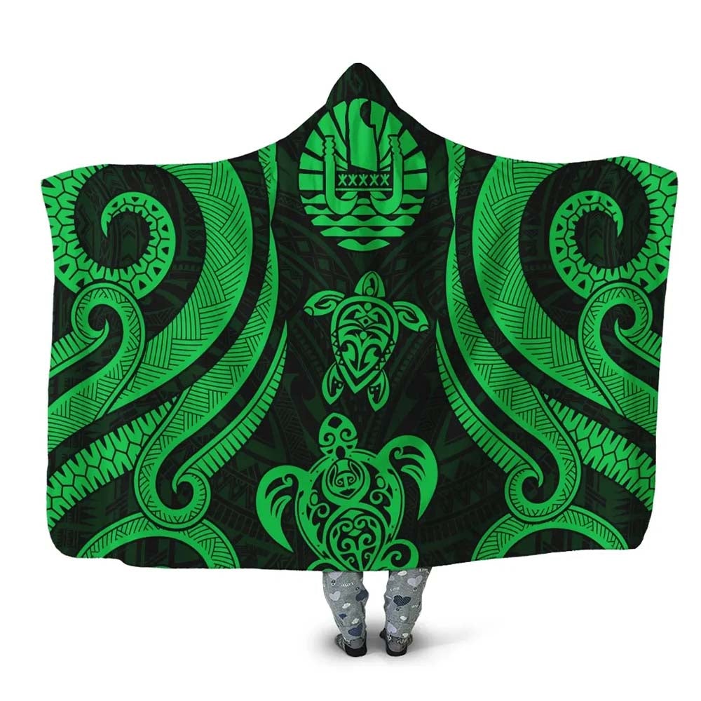 Tahiti Hooded Blanket - Green Tentacle Turtle