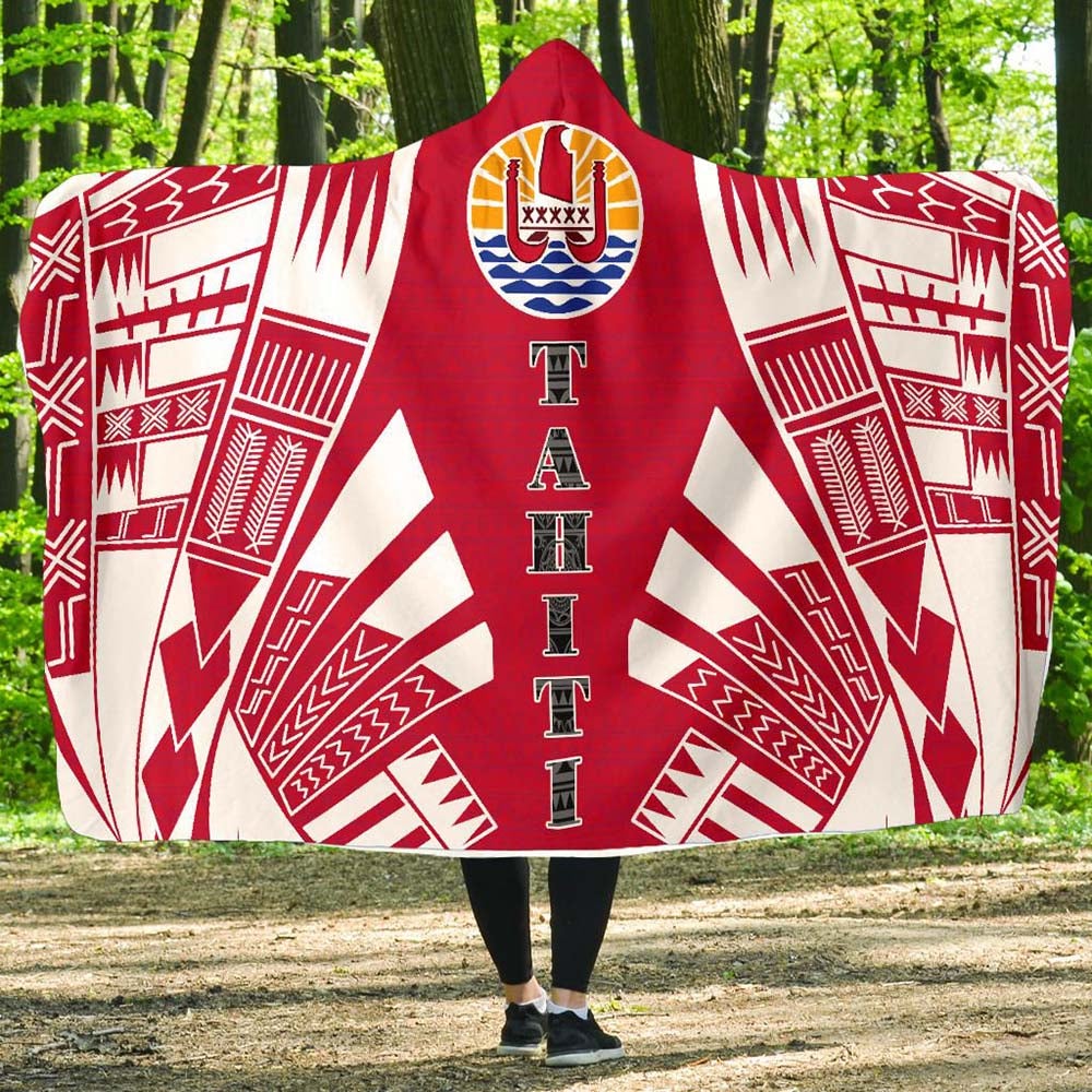 Tahiti Hooded Blanket - Polynesian Tattoo Flag