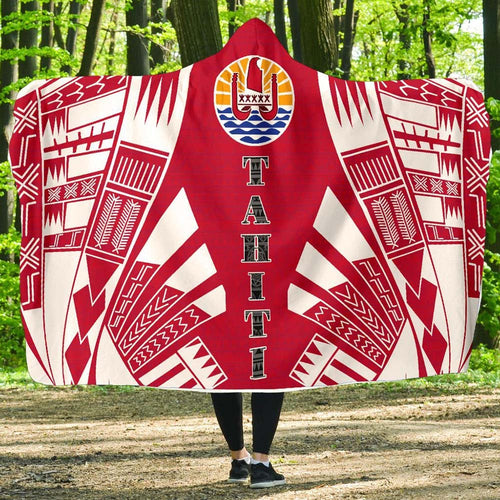 Tahiti Hooded Blanket - Polynesian Tattoo Flag