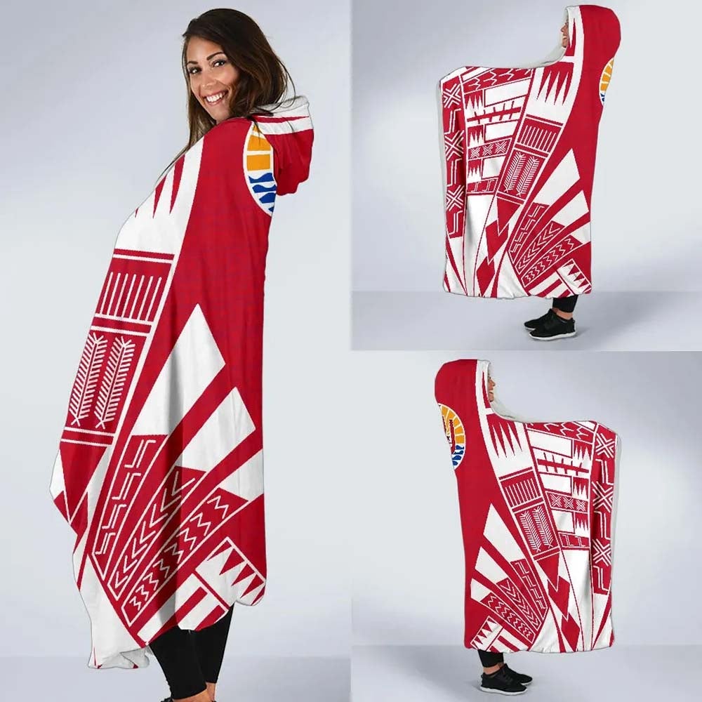 Tahiti Hooded Blanket - Polynesian Tattoo Flag