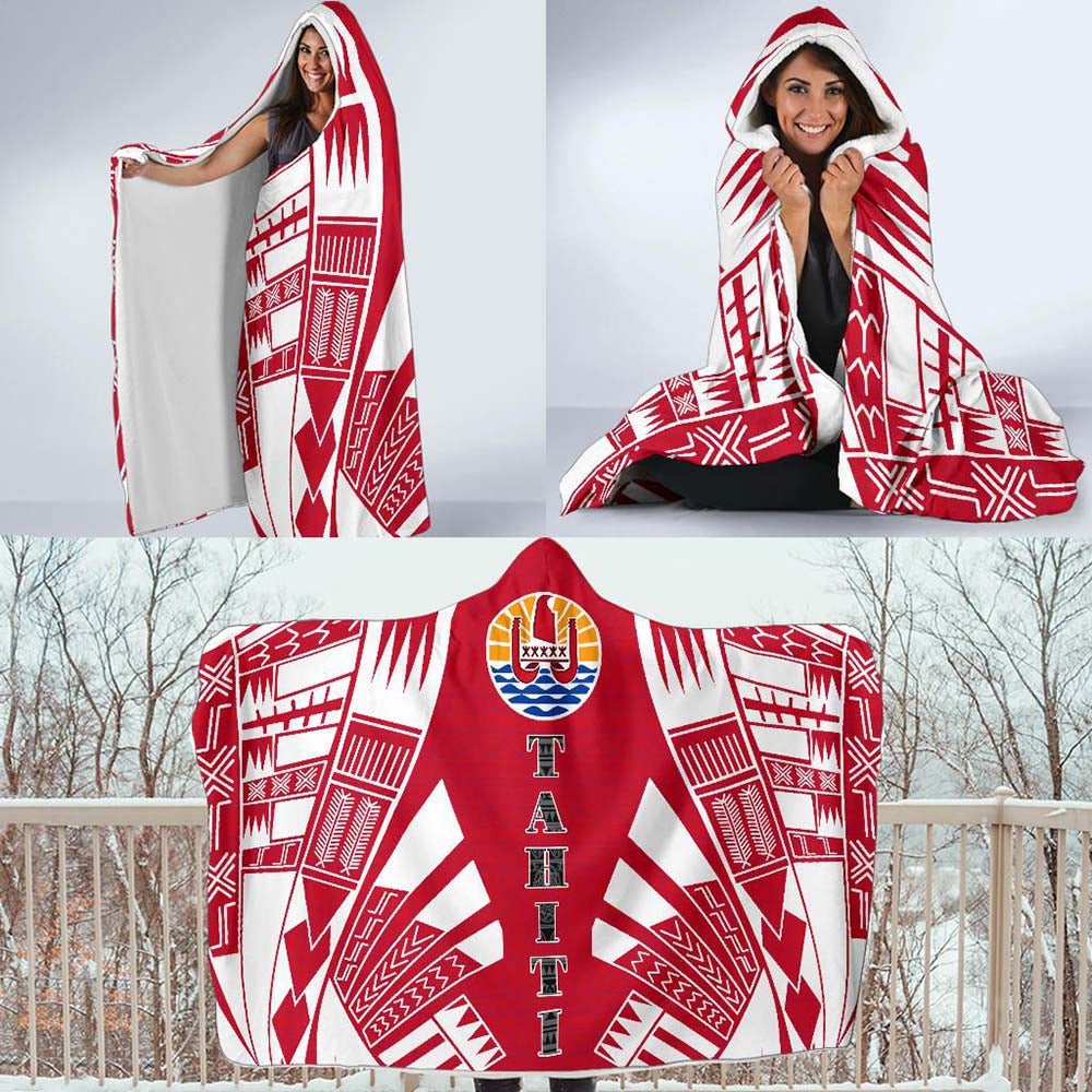 Tahiti Hooded Blanket - Polynesian Tattoo Flag