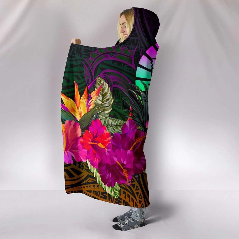 Tahiti Hooded Blanket - Summer Hibiscus