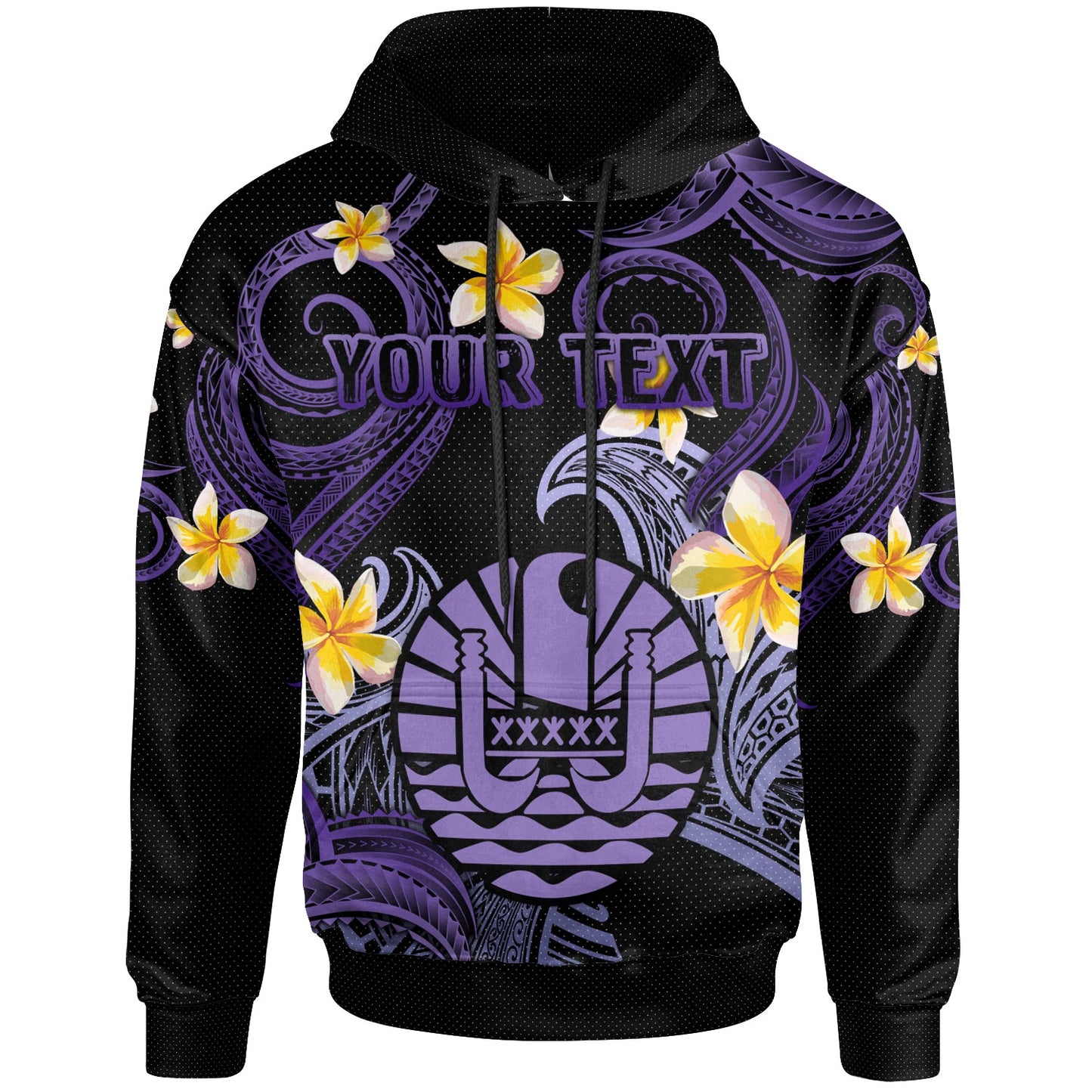 Tahiti Hoodie - Custom Personalised Polynesian Waves with Plumeria Flowers (Purple)