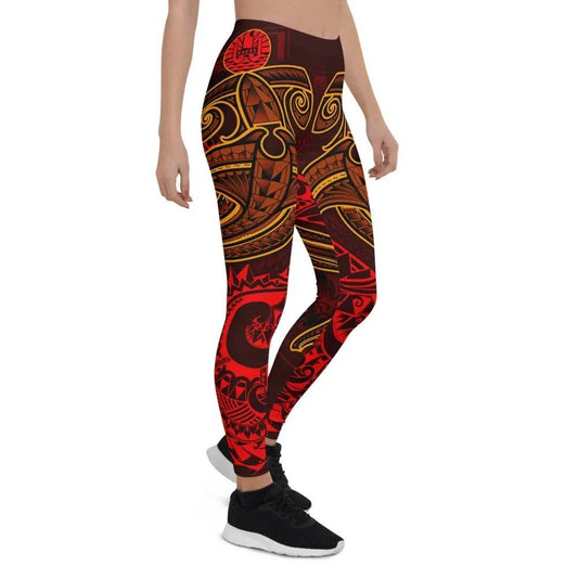 Tahiti Legging - Red Shark Polynesian Tattoo