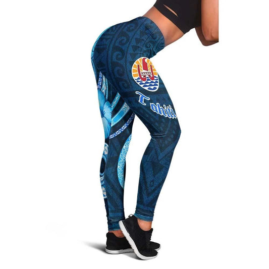 Tahiti Legging - Turtle and Tribal Tattoo Of Polynesian