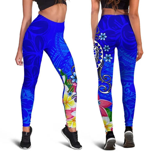 Tahiti Legging - Turtle Plumeria (Blue)