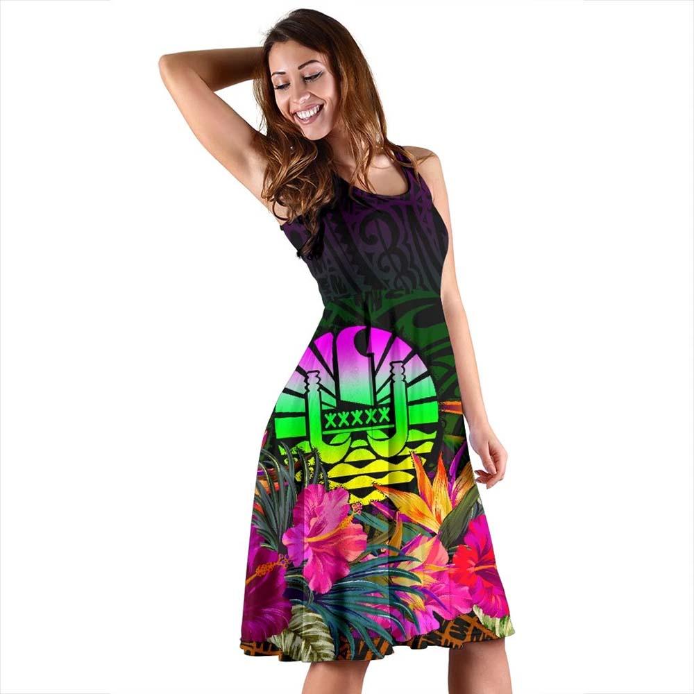 Tahiti Midi Dress - Summer Hibiscus
