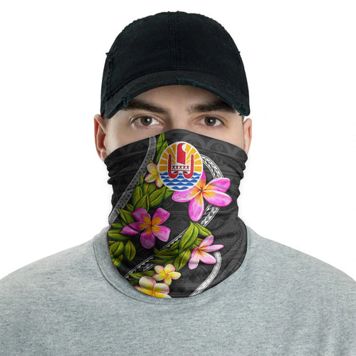 Tahiti Neck Gaiter - Plumeria Tattoo Pink Gold
