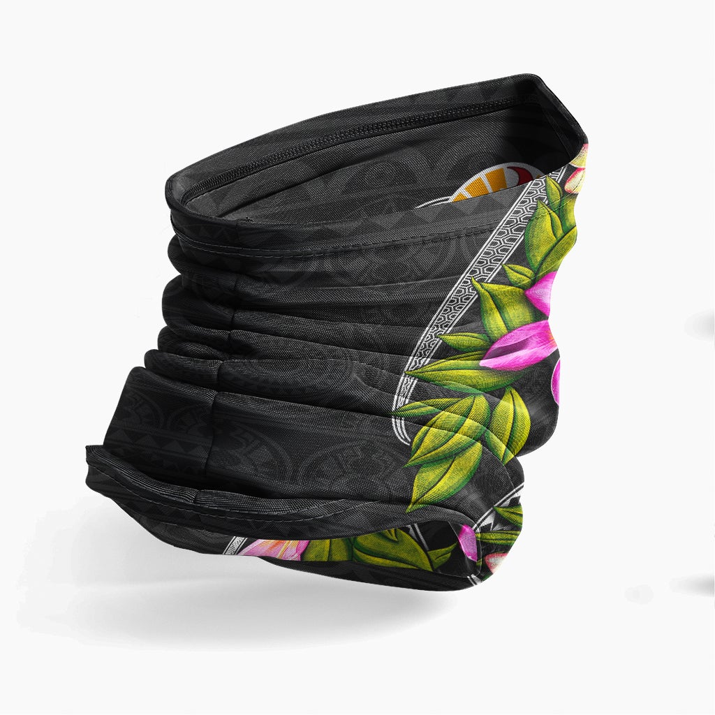 Tahiti Neck Gaiter - Plumeria Tattoo Pink Gold