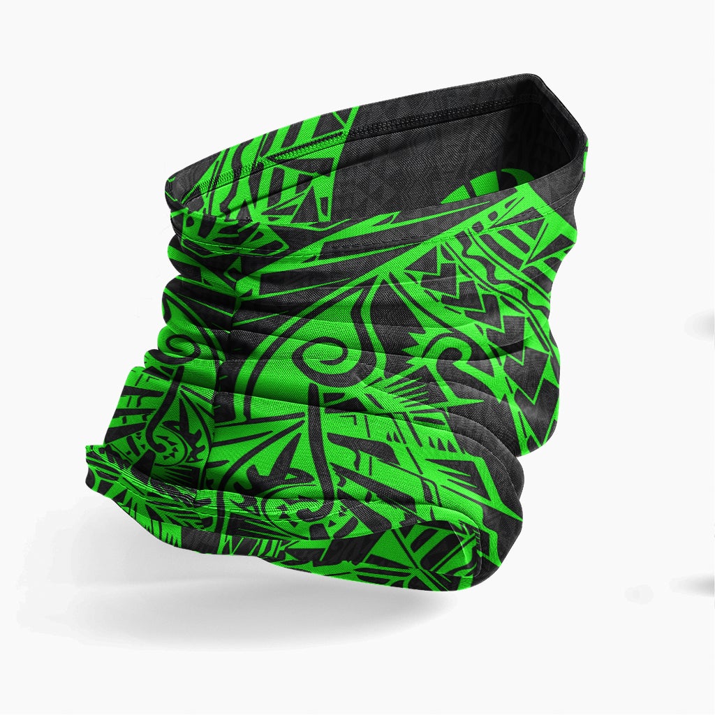 Tahiti Neck Gaiter - Polynesian Pattern Green
