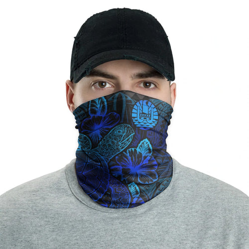 Tahiti Neck Gaiter - Turtle Hibiscus Blue