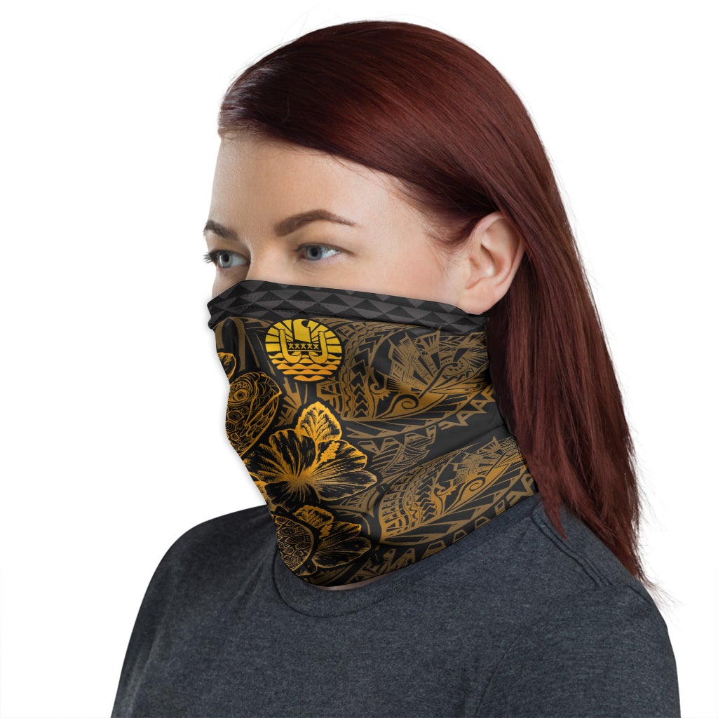 Tahiti Neck Gaiter - Turtle Hibiscus Gold