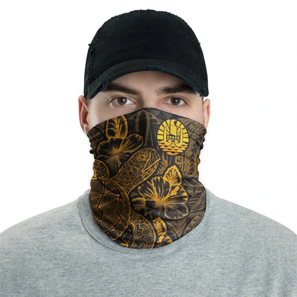 Tahiti Neck Gaiter - Turtle Hibiscus Gold