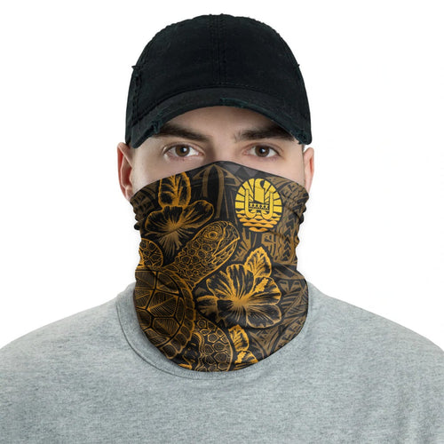 Tahiti Neck Gaiter - Turtle Hibiscus Gold