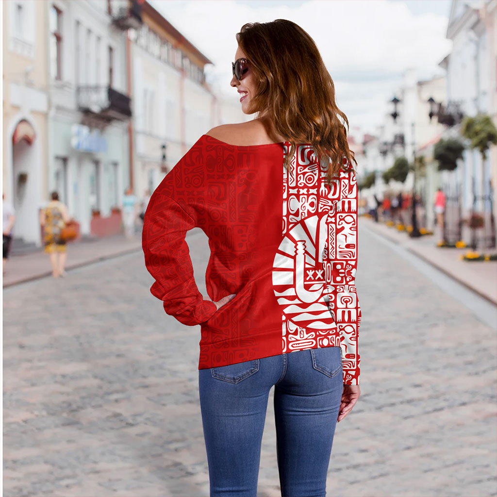 Tahiti Off Shoulder Sweatshirt Pattern Tribal