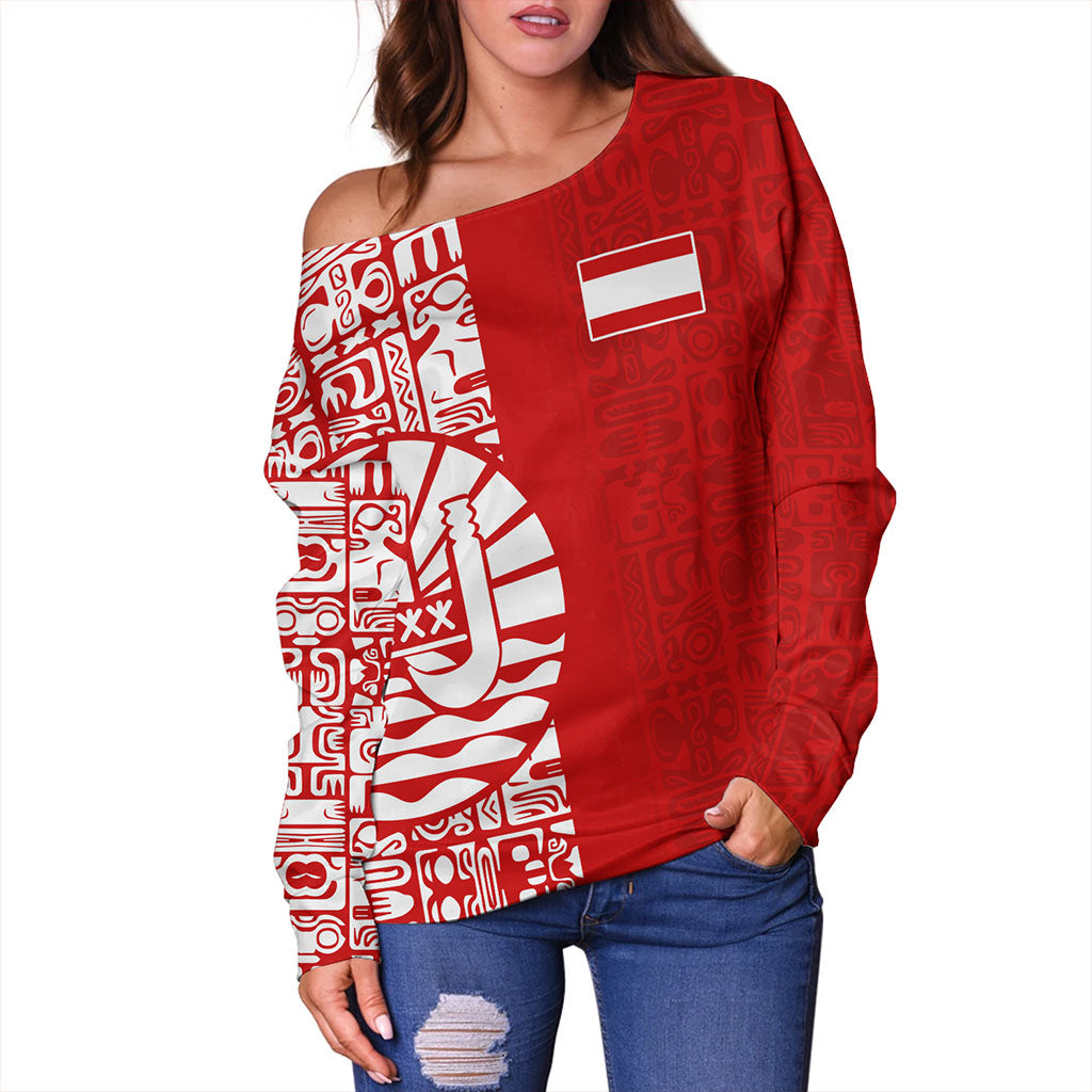 Tahiti Off Shoulder Sweatshirt Pattern Tribal