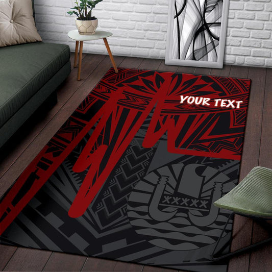Tahiti Personalised Area Rug - Tahiti Seal In Heartbeat Patterns Style (Red)