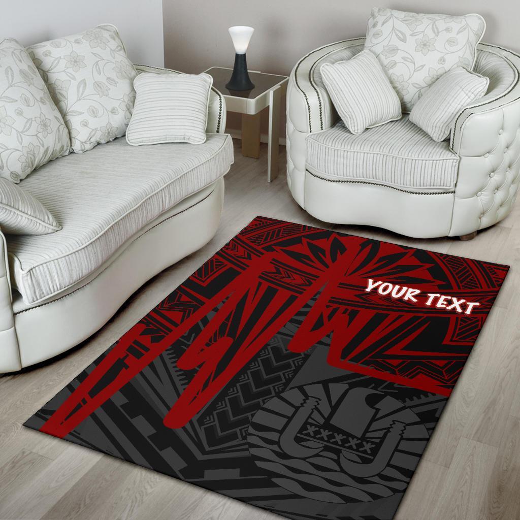 Tahiti Personalised Area Rug - Tahiti Seal In Heartbeat Patterns Style (Red)