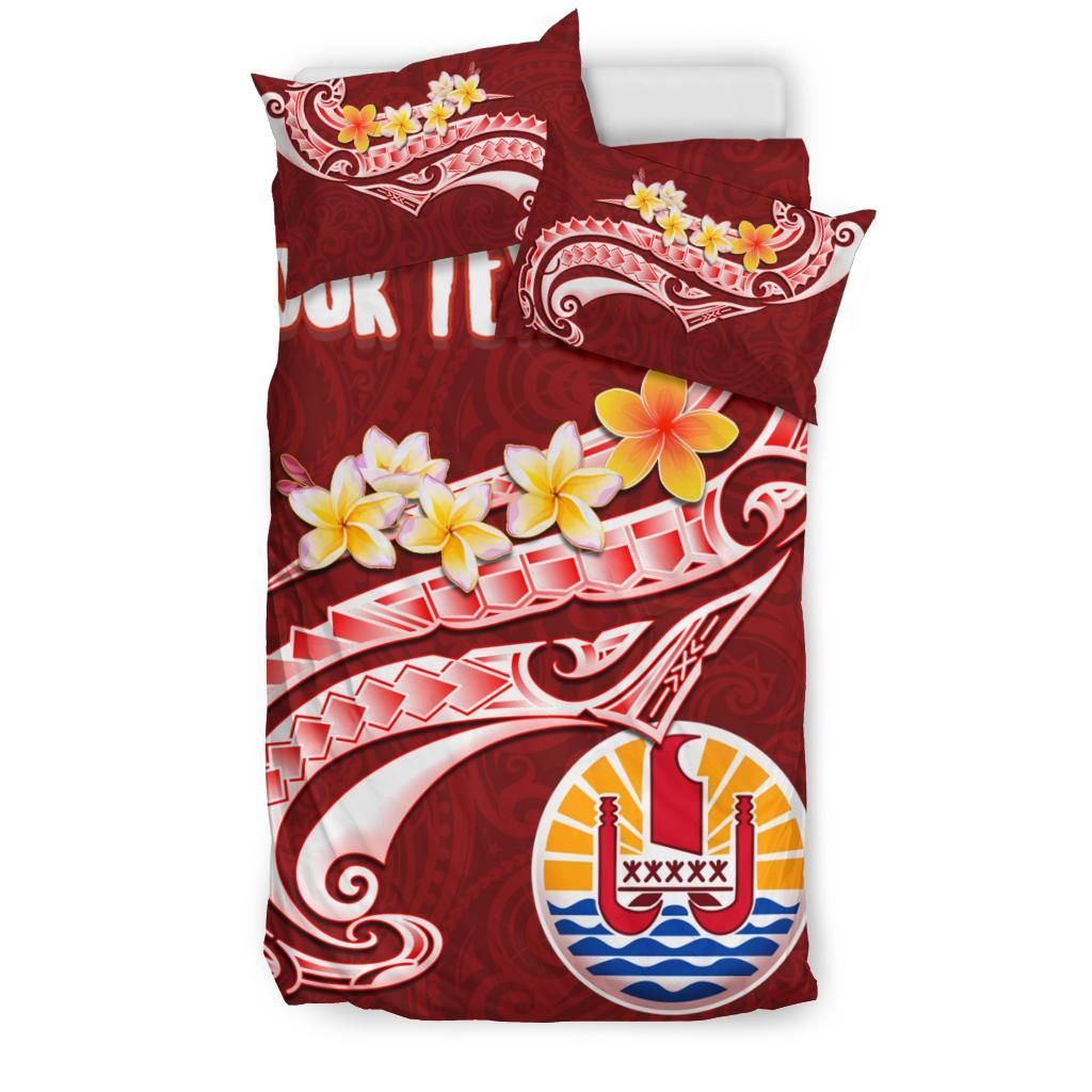 Tahiti Personalised Bedding Set - Tahiti Seal Polynesian Patterns Plumeria