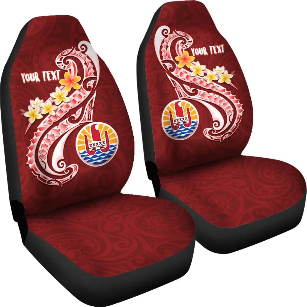 Tahiti Personalised Car Seat Covers - Tahiti Seal Polynesian Patterns Plumeria