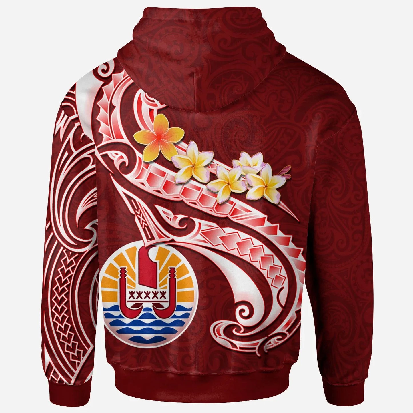 Tahiti Personalised Hoodie - Tahiti Seal Polynesian Patterns Plumeria- BN25