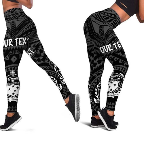 Tahiti Personalised Legging - Tahiti Seal In Polynesian Tattoo Style (Black) -BN25