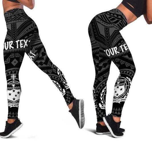 Tahiti Personalised Legging - Tahiti Seal In Polynesian Tattoo Style (Black) -BN25