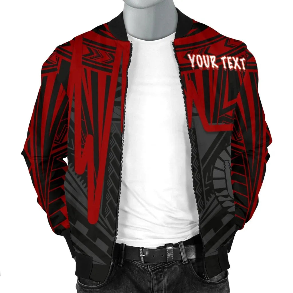 Tahiti Personalised Bomber Jacket - Tahiti Seal In Heartbeat Patterns Style (Red)