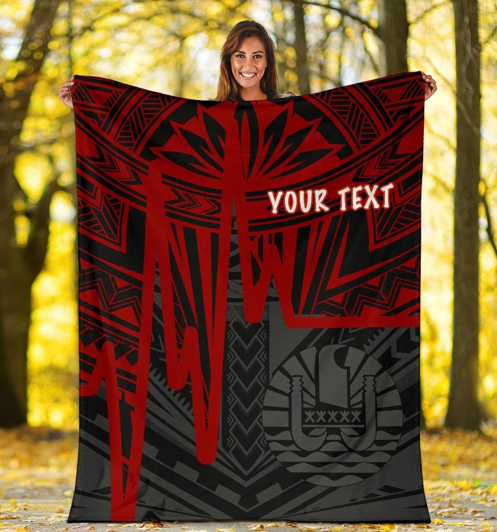 Tahiti Personalised Premium Blanket - Tahiti Seal In Heartbeat Patterns Style (Red)