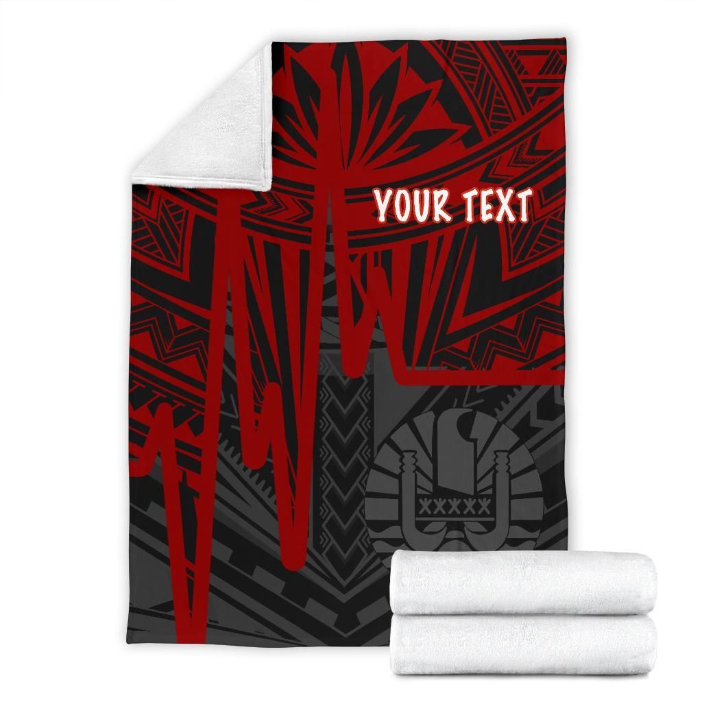 Tahiti Personalised Premium Blanket - Tahiti Seal In Heartbeat Patterns Style (Red)