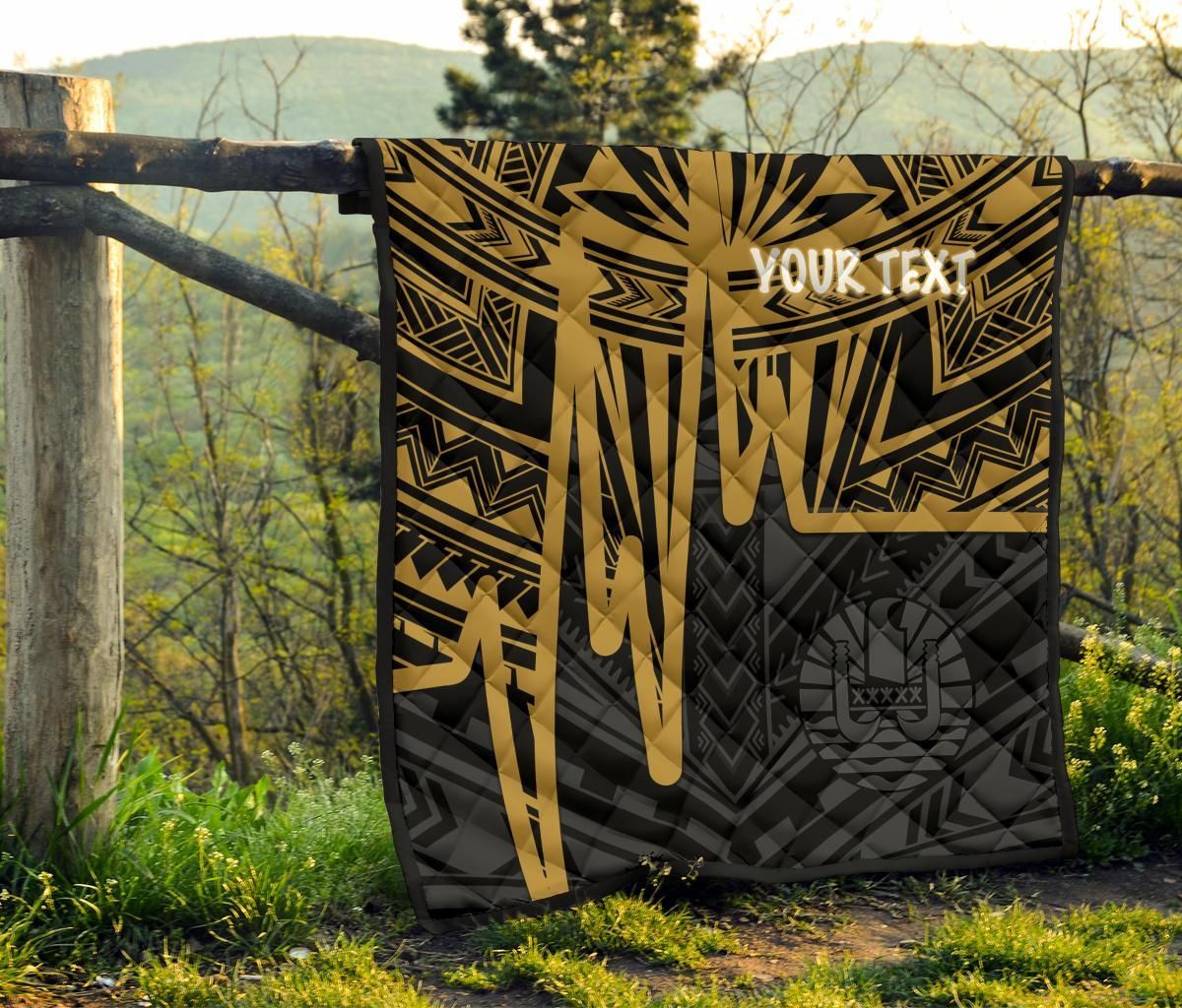 Tahiti Personalised Premium Quilt - Tahiti Seal In Heartbeat Patterns Style (Gold)