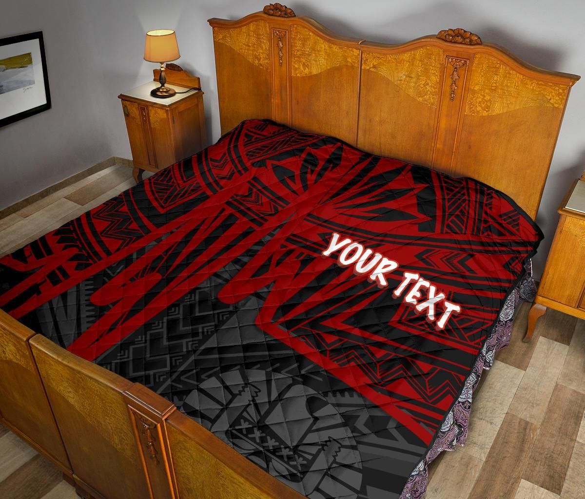 Tahiti Personalised Premium Quilt - Tahiti Seal In Heartbeat Patterns Style (Red)