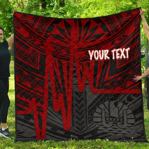 Tahiti Personalised Premium Quilt - Tahiti Seal In Heartbeat Patterns Style (Red)